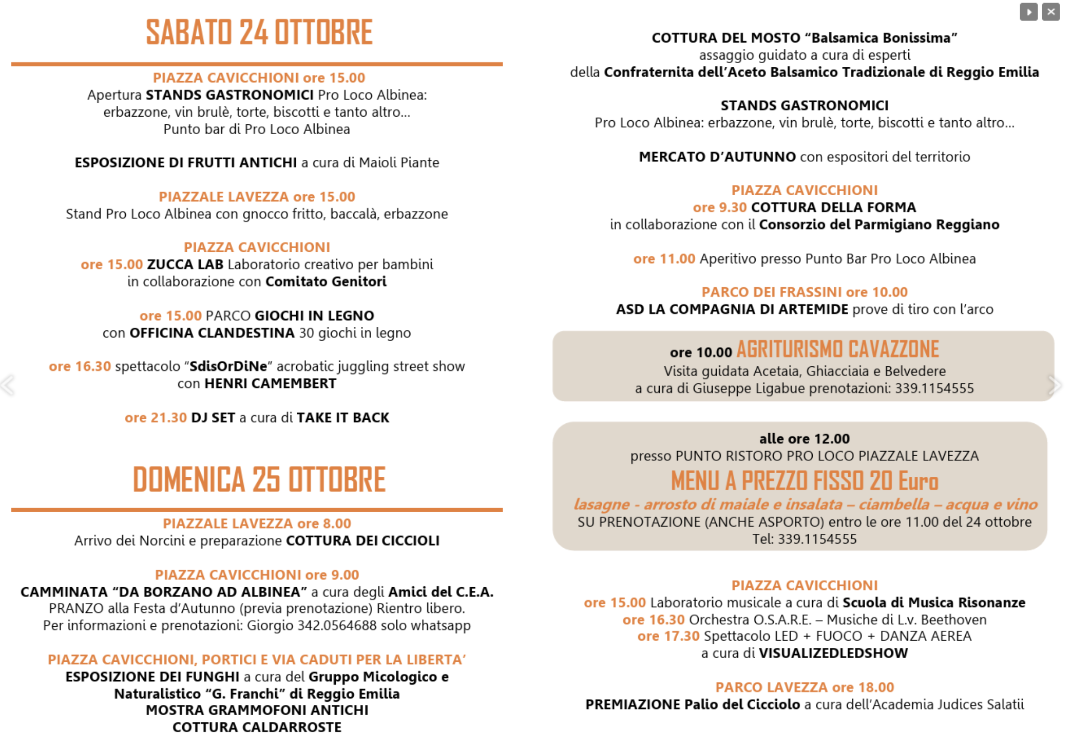 programma ciccioli balsamici 2026